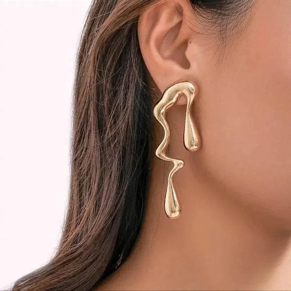 Zara Gold Abstract Earrings - Picture 4 of 6